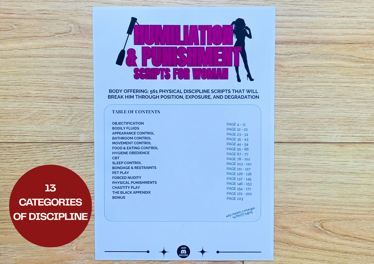631 Submissive Woman Tasks. Physical Discipline BDSM Training Scripts. Obedience, Punishment & Ritual Play. Dominant Gift Set