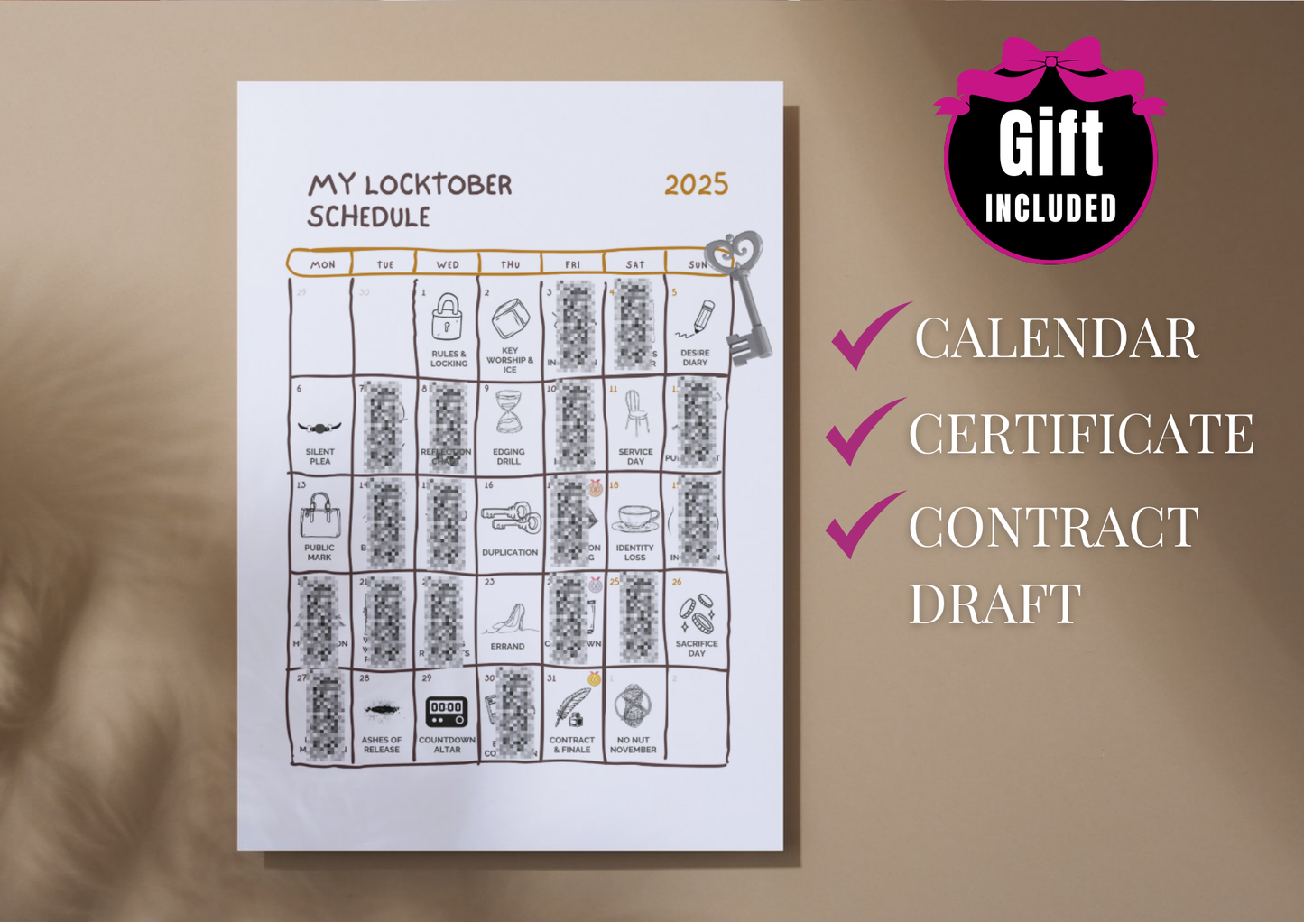 Locktober Calendar for Submissive Women