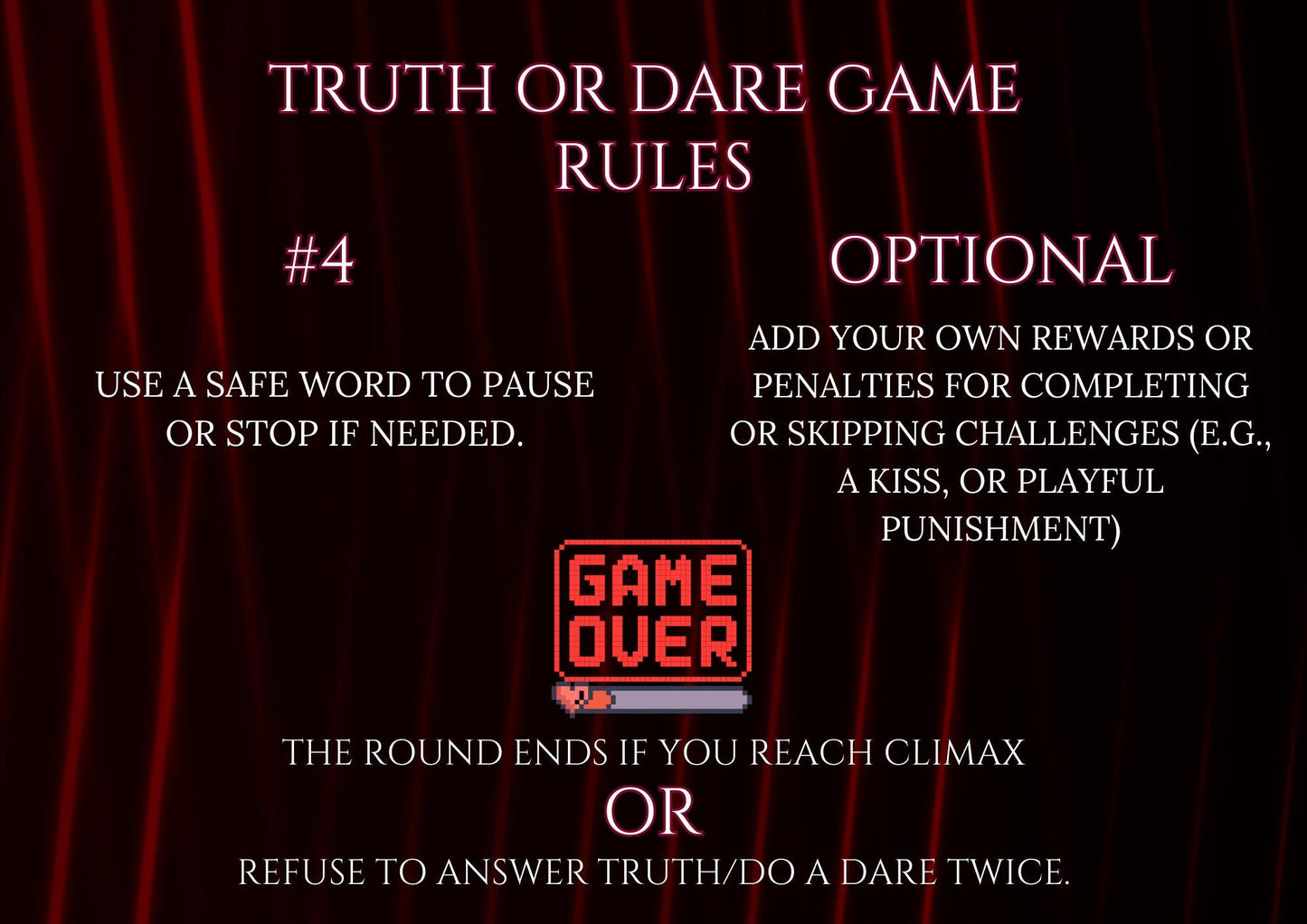 300 BDSM Truth or Dare Cards for Submissive Women