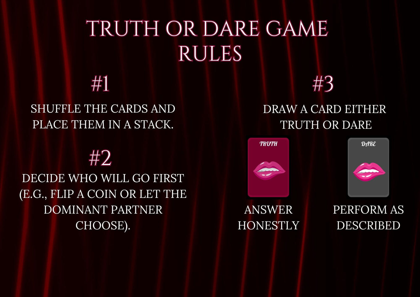300 BDSM Truth or Dare Cards for Submissive Women