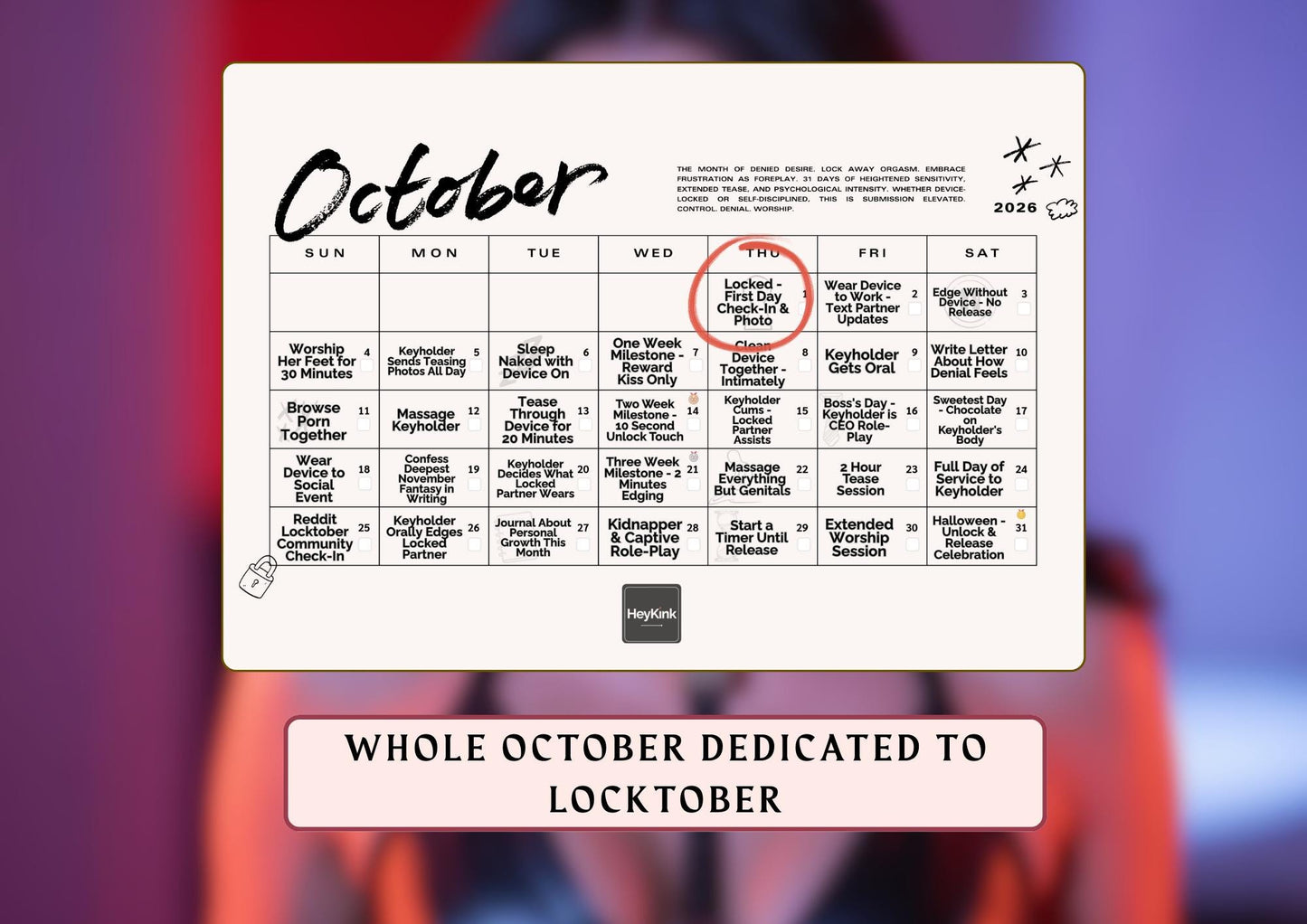 Sex Calendar 2026: 365 Daily Tasks